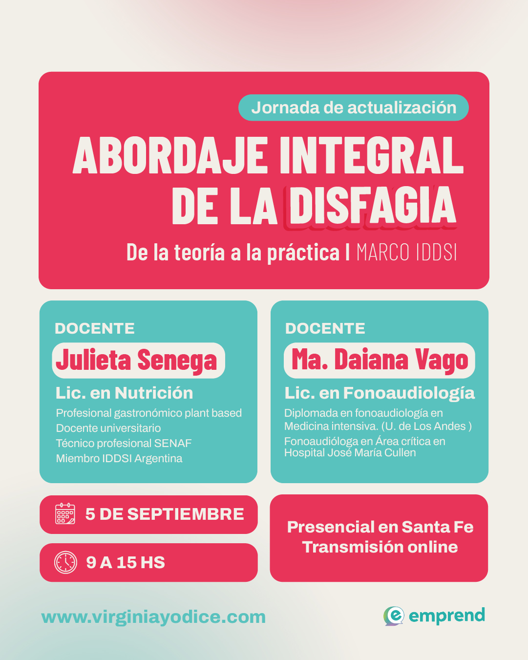 CUPOS AGOTADOS - Jornada de actualización Abordaje integral de la disfagia. De la teoría a la Práctica